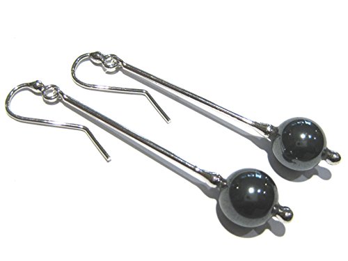Boucles d'oreilles hématite balle en argent 925 millésimes