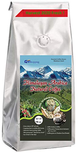 Himalayan Arabica Organic Medium Roasted Whole Beans Coffee - Cupping 90 Grow on Sunshade,100% Hand Picked & Sun/Net Dried World's Best Coffee Of Himalayas, Nepal