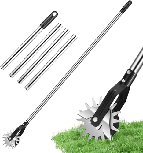 Cortabordes Giratorio con Rueda, cortabordes Manual para césped, cortabordes manuales para jardín con Mango Resistente de Acero Inoxidable de 3 Secciones para Jardines Interiores y Exteriores 1.6m