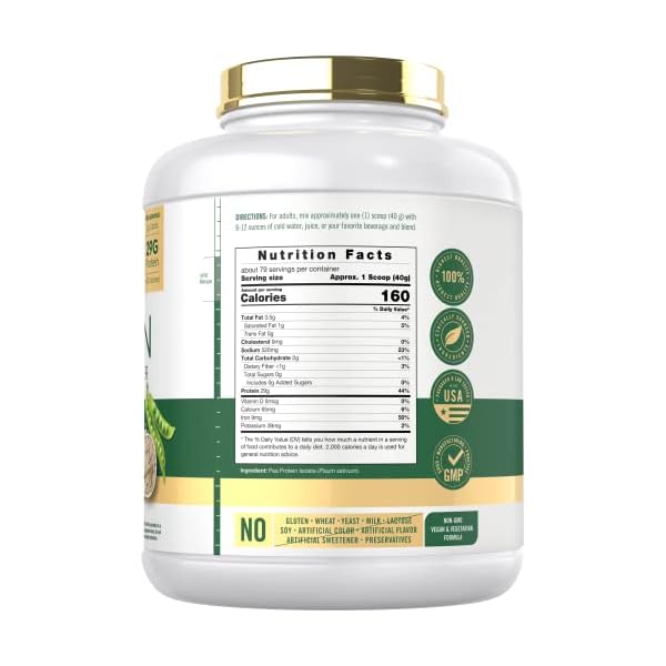 Carlyle Pea Protein Powder with BCAA'S 7lb Unflavored 29G Protein