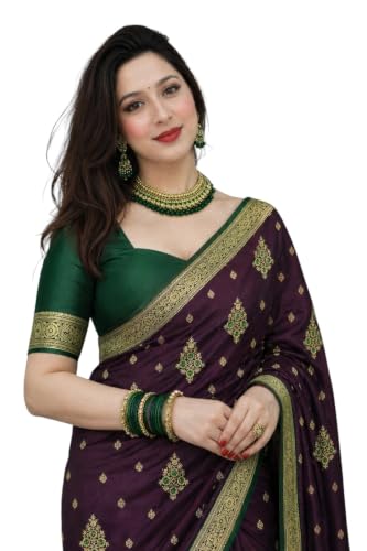 Image of Women's Glory Banarasi Satin Silk Saree with Embroidery Design