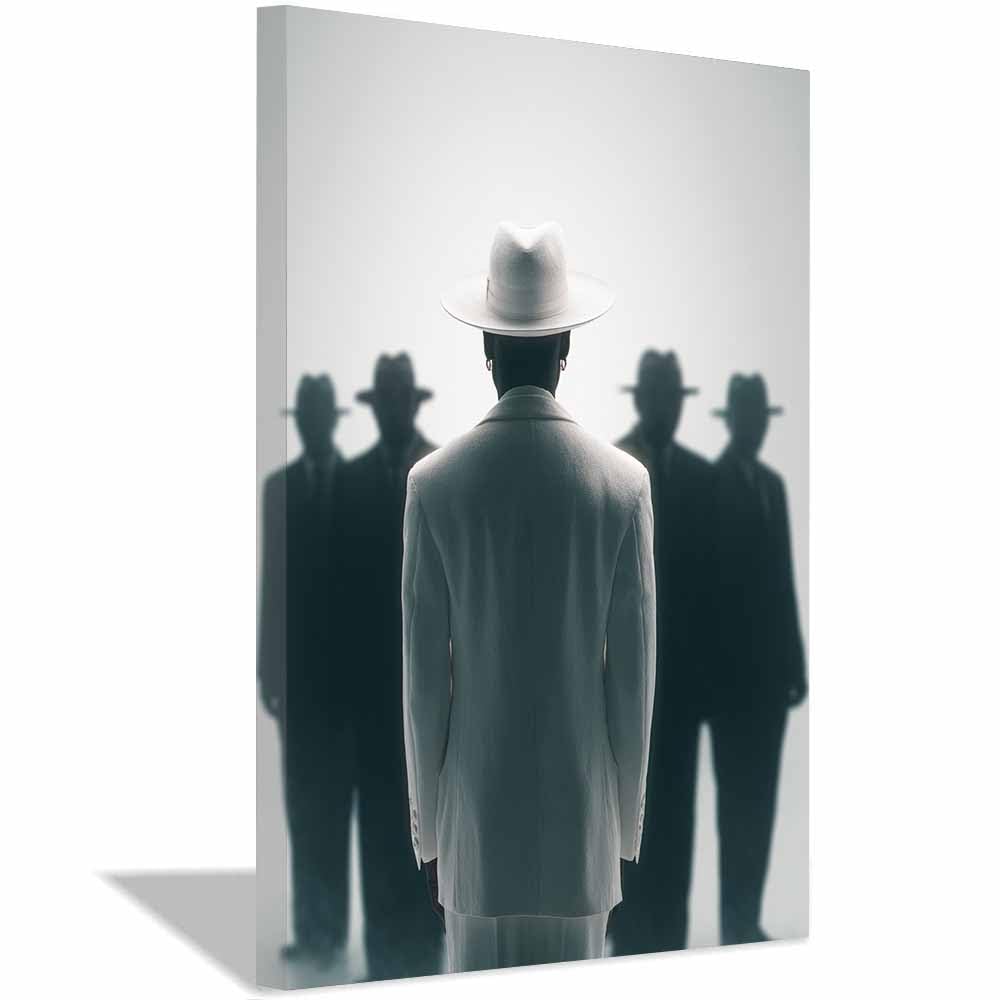 Huyeei Black And White Black White Abstract Art Canvas Paintings White-Clad Group Grey Neutral Wall Art For Living Room, For Bathroom Hallway, Bedroom Etc.(Black And White)-70X100cm Framed