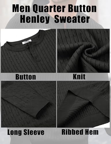 COOFANDY Men's Knit Henley Sweater Long Sleeve Button Down Fall Sweaters and Pullovers4