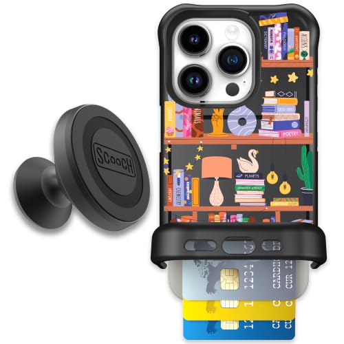 Scooch for iPhone 15 Pro Wallet Case Card Holder, Wingmate, Little Library