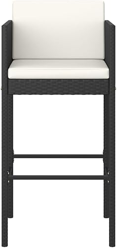 Miniatura 4 de Taburetes de bar 4 piezas con cojines negro de ratán de poliéster para comedor, sillas de césped para comedor, sillas de mesa de comedor, para