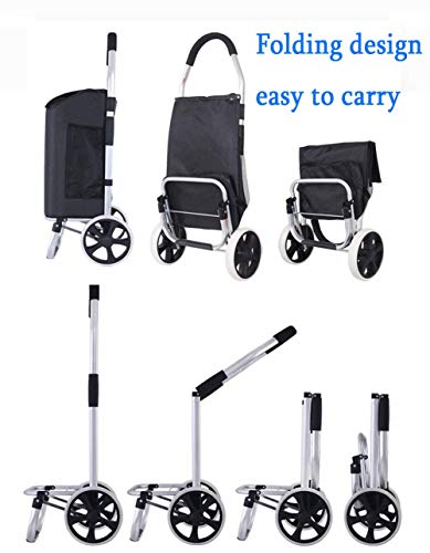 Faltbare Einkaufstrolley Treppen Klettern Shipping Trolley mit Noiseless Gummi 2 Wheels,40kg/45L Größerer Stauraum… – Bild 3
