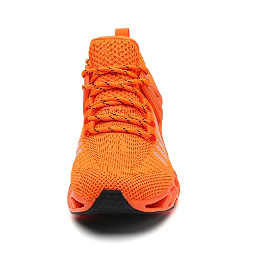 SKDOIUL Walking Shoes for Men Running mesh Breathable Comfort Athletic Sport Fashion Tennis Sneakers Man Runner Jogging Shoes Orange Size 10.5