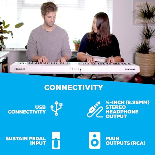 image for Alesis Recital – 88 Key Digital Piano Keyboard with Semi Weighted Ke