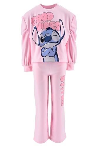 Disney Stitch Camiseta y Pantalon para Niñas, Chandal Conjunto 2 Piezas Sudadera y Pantalon para Niñas, Talla 8 Años