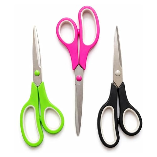 Image of Evapure 8" Scissors with Soft Comfort Handles, Multipurpose, Durable, Sharp, and Comfortable, Ergonomic Grip, Perfect for Crafting, Kitchen & Office Tasks, (Pack of 3)