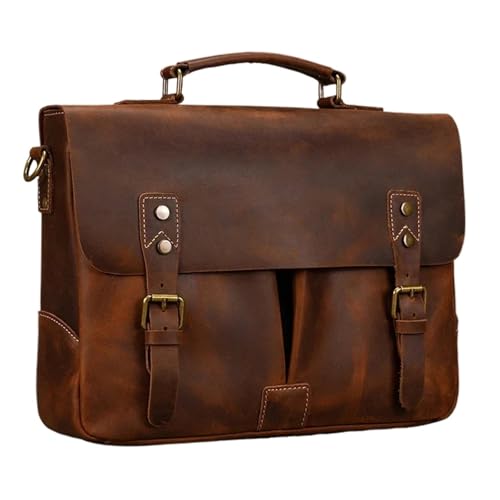 Porte-documents en cuir de vache véritable pour hommes de 41cm marron - 3