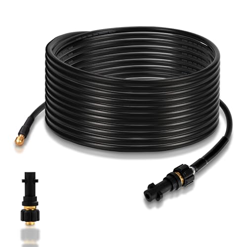Herrselsam Tuyau de nettoyage de canalisations 20 m, 180 bar, 60 °C, tuyau haute pression avec adaptateur pour nettoyeur haute pression