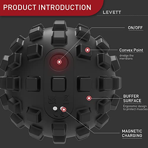 Levett Vibrating Massage Balls 16 Vibration Pulse Deep Tissue Massage Physiotherapy Exercise Ball For Muscle Pain Relief,Trigger Point Tender Points,Myofascial Release,Waterproof Rechargeable - Black #TOP6