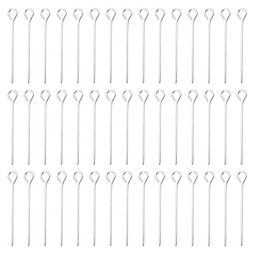 Shapenty 1000PCS Mini Metal Wire Eyepins Beading Small Open Eye Head Pins Needles Bulk for DIY Craft Bead Earring Pendant Necklace Bracelet Keychain Jewelry Charm Finding Making (24mm, Silver)