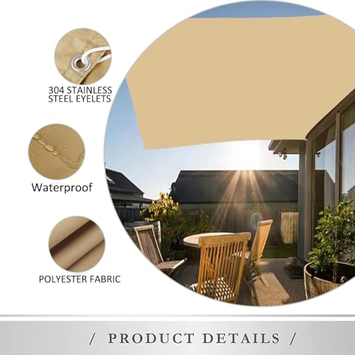 Voile d'ombrage 1x3.6m imperméable sable pour terrasse