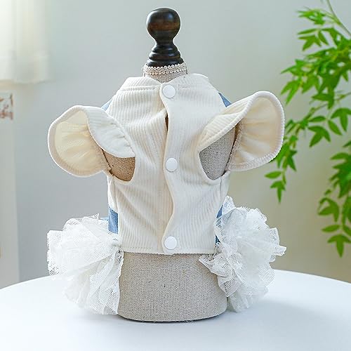 nerhemg Vestido para animais de estimação com laço grande decoração charmoso pérola princesa cão fác