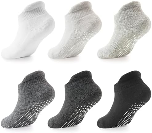 LA ACTIVE Non Slip Grip Ankle Boys and Girls Socks with Non Skid for Babies Toddlers and Kids Back to School 0-10 Years