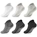 LA Active Baby Toddler Grip Ankle Socks - 6 Pairs - Non Slip/Skid Covered (Grayscale, 12-36 Months)
