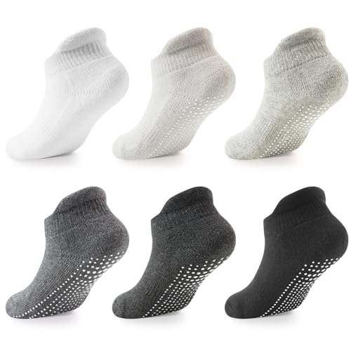Image of LA ACTIVE Non Slip Grip Ankle Boys and Girls Socks with Non Skid for Babies Toddlers and Kids Back to School