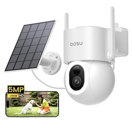 AOSU Camera Surveillance WiFi Exterieure sans Fil Solaire - 3K 5MP Caméra WiFi Solaire avec 400 lumens Projecteur - 3W Panneau Solaire 2.4GHz Vision Nocturne Couleur Détection Humaine 360° PTZ