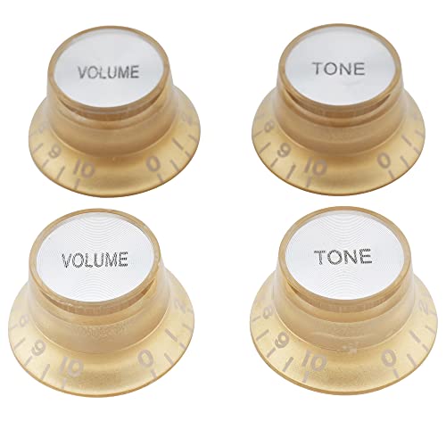Musiclily Métrico 2 Volumen y 2 Tono Botón de Potenciómetro para para Guitarra Eléctrica de estilo Les Paul, Oro