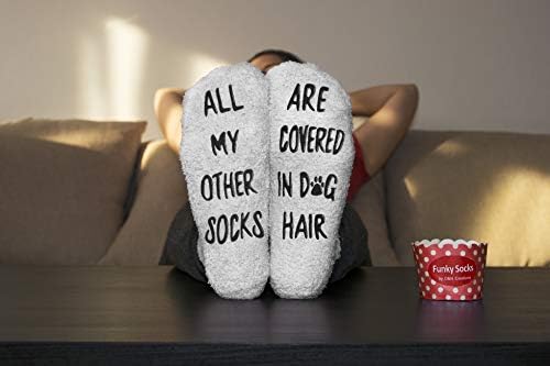 Dog Lovers Gifts For Women Novelty - Our Warm Funny Socks 'All My Other Socks Are Covered In Dog Hair' Gift For Wife Sister Mum Valentines Vet Birthday Present For Her Fun Cupcake Packaging