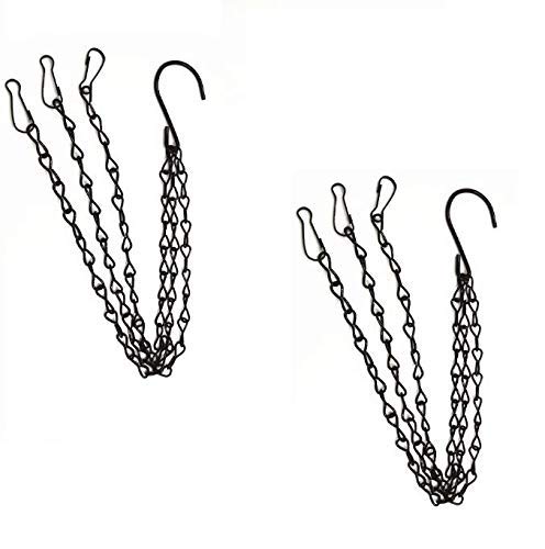 WOIWO 2PCS Black Hanging Flower Basket Replacement Chain Flowerpot Iron Sling Chain 3 Point Garden Plant Hanger for Indoor Outdoor Garden Porch Decoration