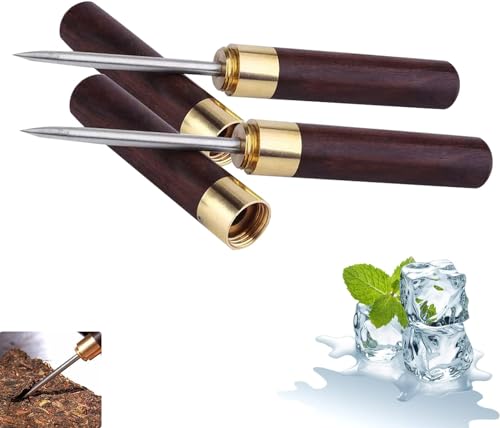 Juego de 2 picahielos de Acero Inoxidable, trituradora de picahielos, Herramienta para picahielos con Mango de Madera, para Uso en cocinas, restaurantes, Bares, camareros, picnics