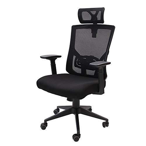 Cadeira De Escritório Presidentetela Mesh Com Apoio De Cabeça Com Ajuste de Lombar Monaco Preta