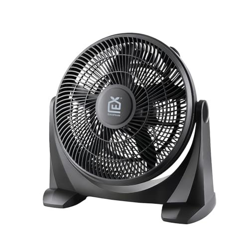 Ventilador de mesa silencioso y potente, 38 cm, 5 aspas, 1300 RPM, 55 W – Inclinación 90° y 3 velocidades, refrigeración óptima máxima seguridad, rejilla de seguridad, disipación térmica, Negro