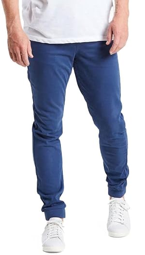 Mugsy Mens Chino Joggers Classic Fit Stretch Khaki Joggers for Men Comfortable Flexible True to Size