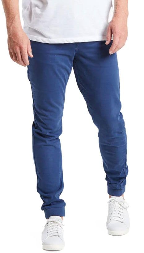 Mugsy Mens Chino Joggers Classic Fit Stretch Khaki Joggers for Men Comfortable Flexible True to Size