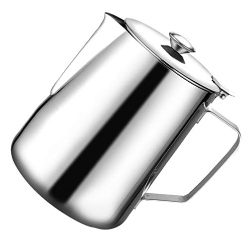Hemoton Jarra de Espuma de Café Taza de Medición de Acero Inoxidable con Asa Y Escala Balanza de Medición Jarra con Tapa…