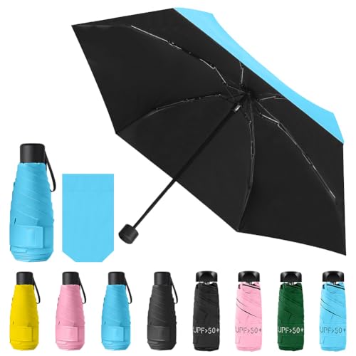 Vicloon Mini Regenschirm, Pocket Taschenschirm mit 6 Edelstahl Rippen, Sonnenschutz Freien UV Faltender Regenschirm, Klein, Leicht, UV-Faltender für Erwachsene und Kinder - Blau Vicloon Mini Regenschirm, Pocket Taschenschirm mit 6 Edelstahl Rippen, Sonnenschutz Freien UV Faltender Regenschirm, Klein, Leicht, UV-Faltender für Erwachsene und Kinder - Blau