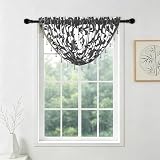 NAPEARL Swag Valance for Windows White Organza Sheer Waterfall Curtain, Rod Pocket Sheer Window Treatment for Bathroom, Kitchen Window Curtains Over Sink, Small Windows (1 Valance, 40 x 17 Inch)