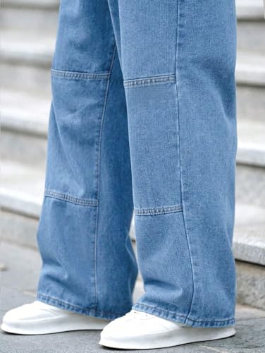 Image of URBAN POCKETS Jeans for Men | Denim Jeans | Baggy Fit | Wide Leg | Patchwork Style | Street Fashion | Casual Wear (U-26-27)