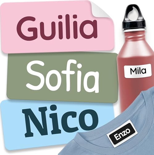 melu kids® Etichette Adesive Personalizzate (60 pezzi, Tinta Unita) -