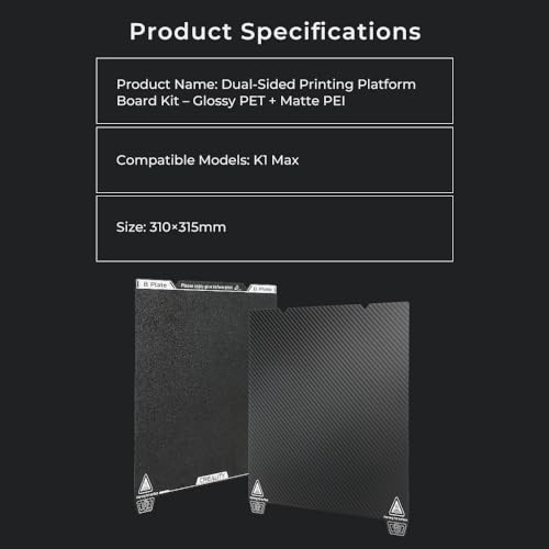 CIADAZ Creality K1 Max Kit de placa de plataforma de impressão dupla face (sem adesivo magnético mac