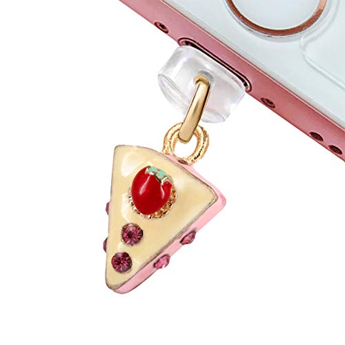 ELISE & FONDA CP336 USB Charging Port Anti Dust Plug Cute Little Strawberry Cake Pendant Phone Charm for iPhone 11/ XS MAX/XR/X/8 Plus/7/6S/8/SE iPad iPod?Pink?