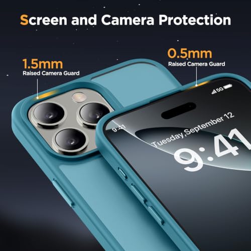 Image of Miracase Magnetic for iPhone 16 Pro Max Case, 6.9 inch, Slim, Teal | Compatible with MagSafe, Translucent Matte, Military-Grade Protection, Anti-Fingerprint, Shockproof Protective Phone Cover