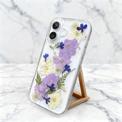 Coque antichoc iPhone 17 transparente transparente aux fleurs violettes