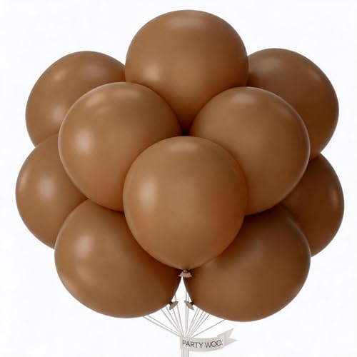Image of PartyWoo Brown Balloons 20pcs 18 Inch Boho Neutral Coffee Tan Fall Latex Helium Balloons for Wedding Baby Shower Gender Reveal Graduation Safari Woodland Birthday Fall Party Decorations Brown-F09