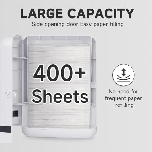 AIKE 400 Sheets Multifold Paper Towel Dispenser for Commercial Wall Mount Tissue Dispenser with Lock Large Capacity White (Folded Size 22.86 x 8.89 cm Or Smaller) by AIKE - Image 2