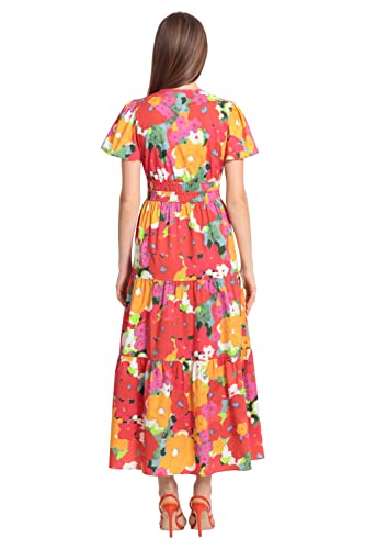 Image of Maggy London Women's Maggy London Women's Dresses Stretch Cotton Poplin Tiered Maxi
