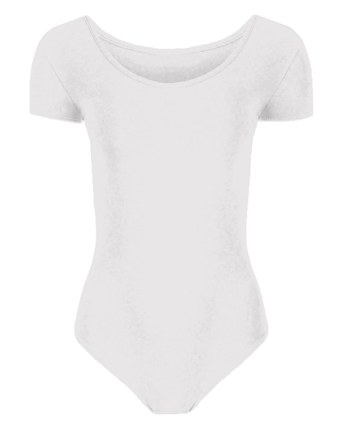 Hamishkane Girls Short Sleeve Bodysuit Dance Ballet Leotard Kids Plain Stretchy Microfibre Leotards Top