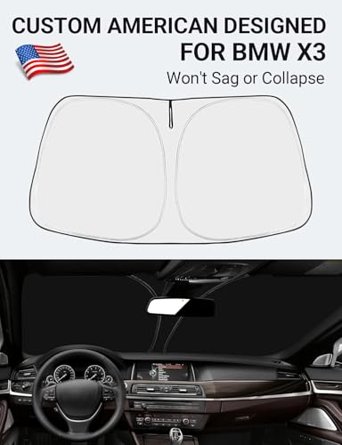 Image of Proadsy 2026 Upgrade Front Windshield Sun Shade Foldable Sunshade Protector Custom Fit 2011-2017 BMW X3 Base xDrive28i xDrive35i M Sport SUV Accessories