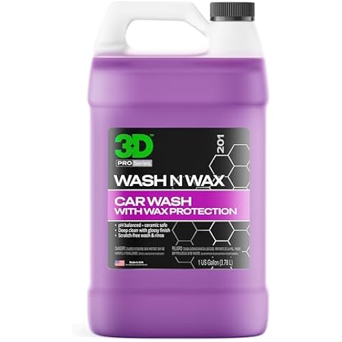 3D Wash N Wax Car Wash Soap - pH Balanced, Easy Rinse, Scratch Free Soap with Wax Protection - 1 Gallon