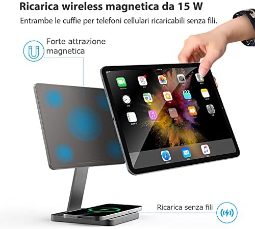 Meaowxva Magnetic iPad Stand with 15W Wireless Charging Base Aluminum 360° Rotation Desk Tablet Holder for Apple iPad Pro 12.9 Inch 3rd/4th/5th/6th Generation