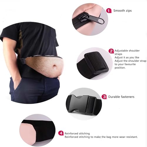 Bierbauchtasche,Bierbauch Bauchtasche Multifunktionale Verstellbare Gürteltasche Lustiges Geschenk für Herren wasserdichte Hüfttaschen Bier Gürteltasche Reißverschlusstasche für Sport