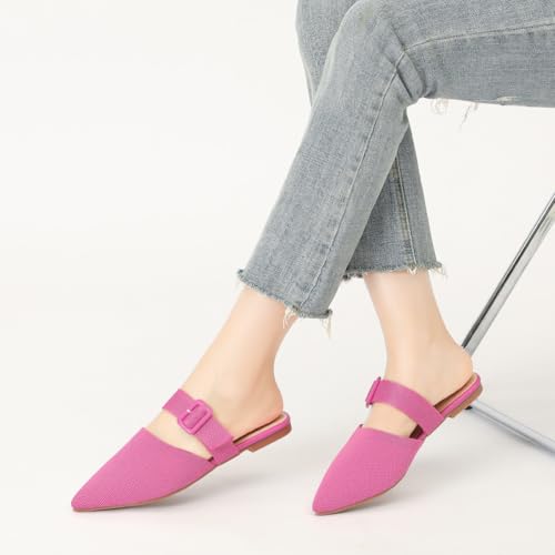 Image of Pointed Toe Mules for Women Flats，Slip On Mules Backless，Wide Width Mules，Mule Slides Flats Sandals